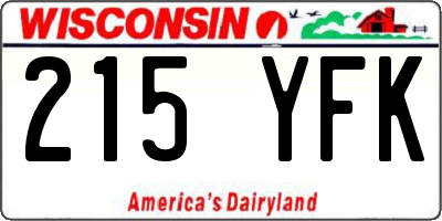 WI license plate 215YFK