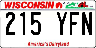 WI license plate 215YFN