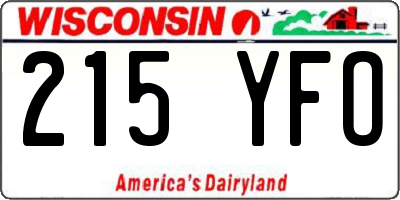 WI license plate 215YFO