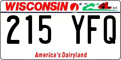 WI license plate 215YFQ