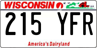 WI license plate 215YFR