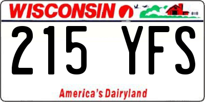WI license plate 215YFS
