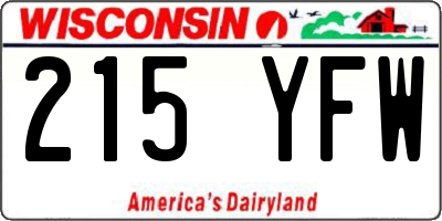 WI license plate 215YFW
