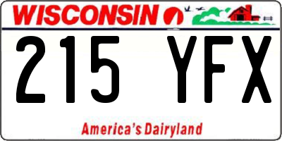 WI license plate 215YFX