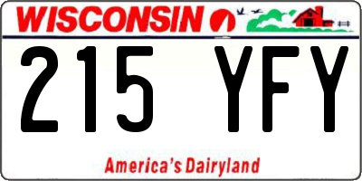 WI license plate 215YFY