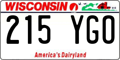 WI license plate 215YGO