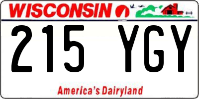 WI license plate 215YGY