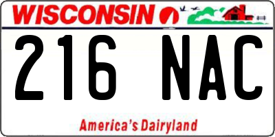 WI license plate 216NAC