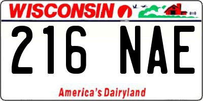 WI license plate 216NAE