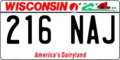 WI license plate 216NAJ