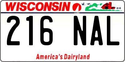 WI license plate 216NAL
