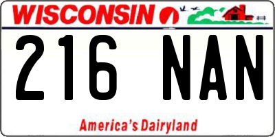 WI license plate 216NAN