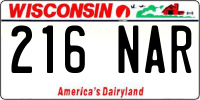 WI license plate 216NAR