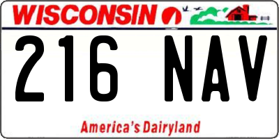 WI license plate 216NAV