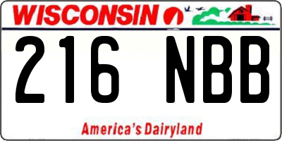WI license plate 216NBB