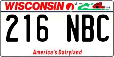 WI license plate 216NBC