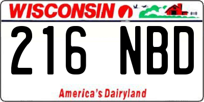 WI license plate 216NBD