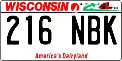 WI license plate 216NBK