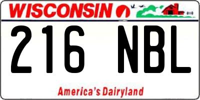 WI license plate 216NBL
