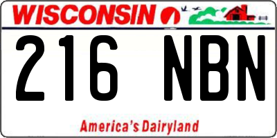 WI license plate 216NBN