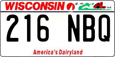 WI license plate 216NBQ