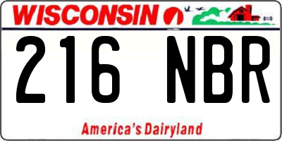 WI license plate 216NBR