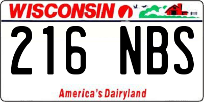 WI license plate 216NBS