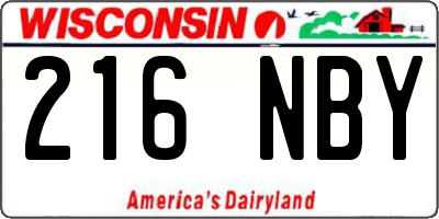 WI license plate 216NBY