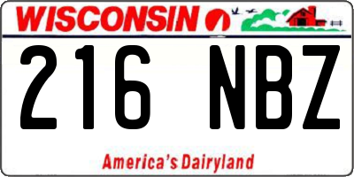 WI license plate 216NBZ