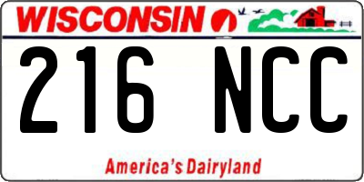 WI license plate 216NCC