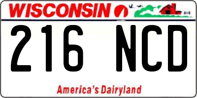 WI license plate 216NCD