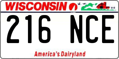 WI license plate 216NCE