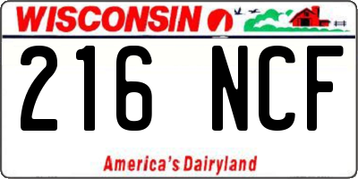 WI license plate 216NCF
