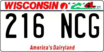 WI license plate 216NCG