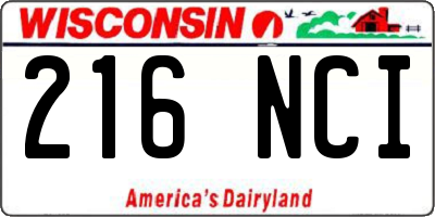 WI license plate 216NCI