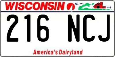 WI license plate 216NCJ