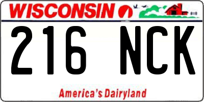 WI license plate 216NCK