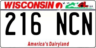 WI license plate 216NCN
