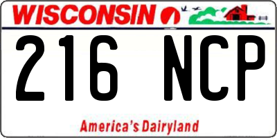 WI license plate 216NCP