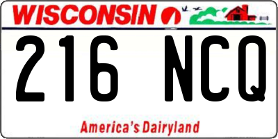 WI license plate 216NCQ