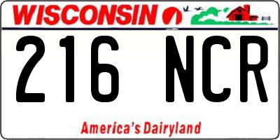 WI license plate 216NCR