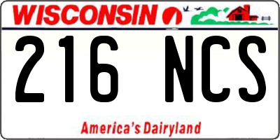 WI license plate 216NCS