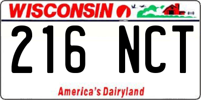 WI license plate 216NCT