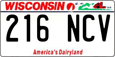 WI license plate 216NCV