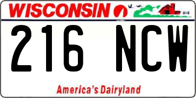 WI license plate 216NCW