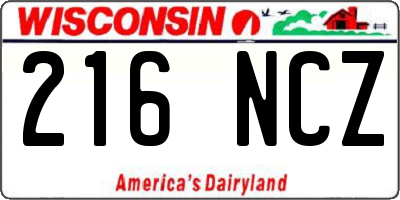 WI license plate 216NCZ