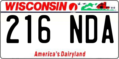 WI license plate 216NDA