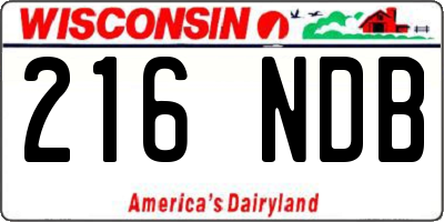 WI license plate 216NDB