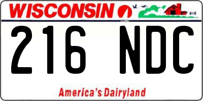 WI license plate 216NDC