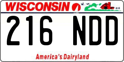 WI license plate 216NDD
